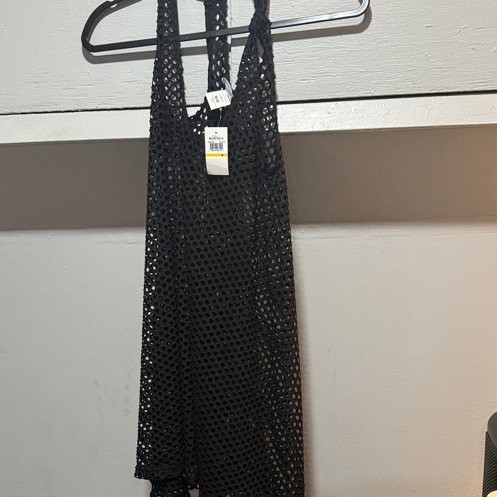NWT Black Mesh Sleeveless bathing cover up top
